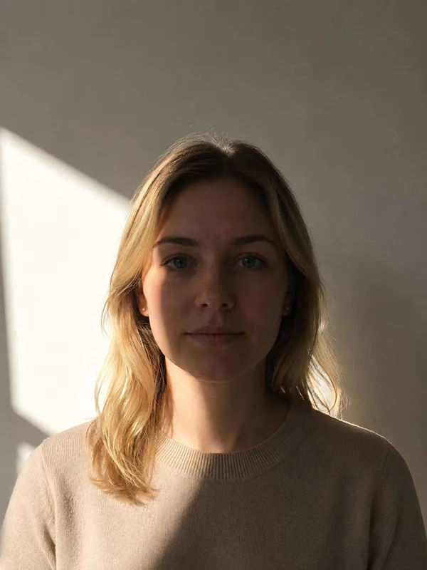Passport photo example with backlighting and strong facial shadows